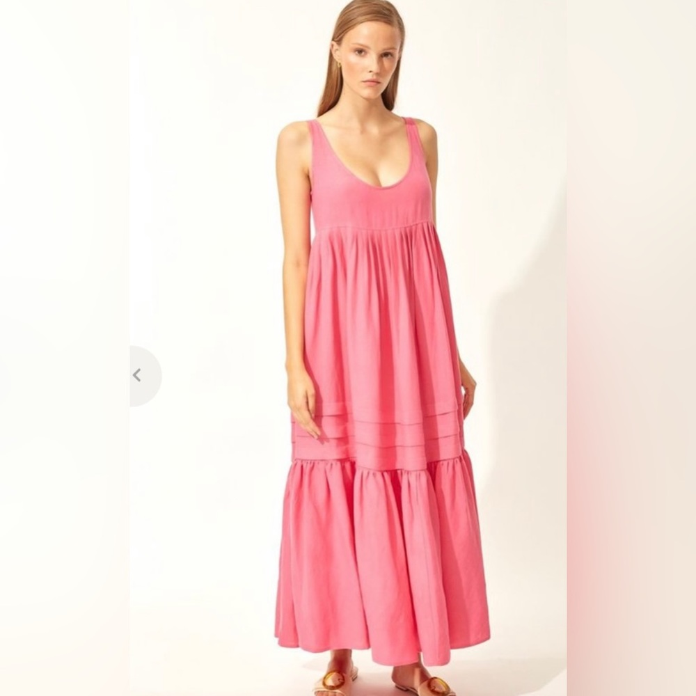 NWT, Solid & Striped, Fuchsia Empire Linen Maxi Dress, Women’s XS